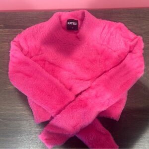 Katie J NYC Fuzzy Pink Sweater (size small)